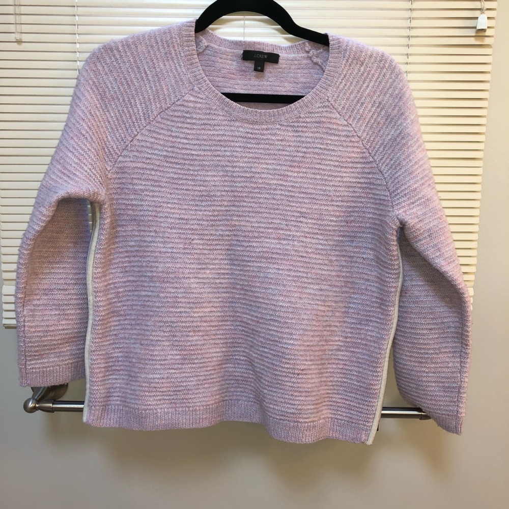 J. Crew 100% Merino Wool Crew Neck Sweater with Zipper Sides
